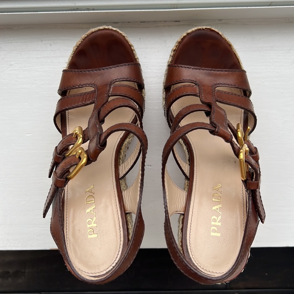 Prada leather whipstitch trim espadrilles - Picture 5 of 6